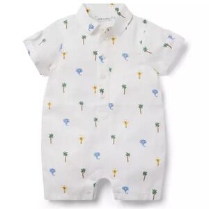 Janie and Jack BABY SAFARI LINEN ROMPER